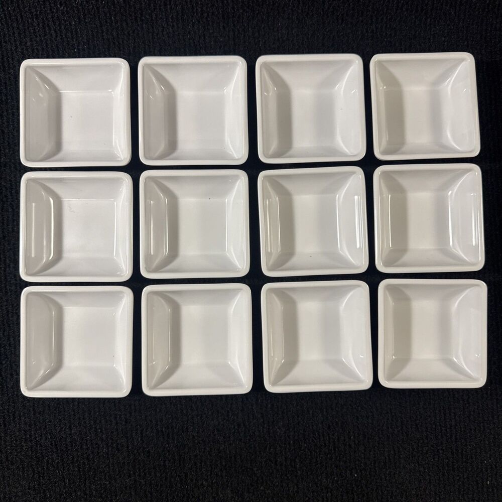 Carlisle 086002 White Square Melamine Ramekins 2 oz Dip Sauce Cups Set of 12 New